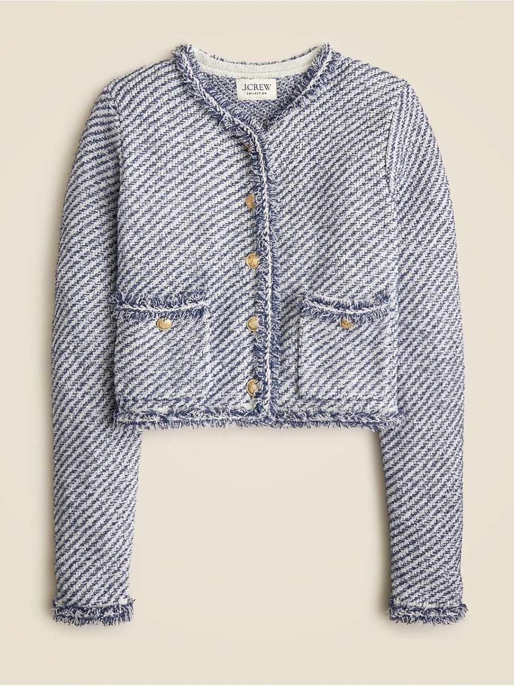J.Crew Collection Cropped Lady Jacket Blueberry Sand Textured Cotton XS
